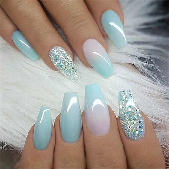 60 Gorgeous Glitter Acrylic Coffin Nails Designs