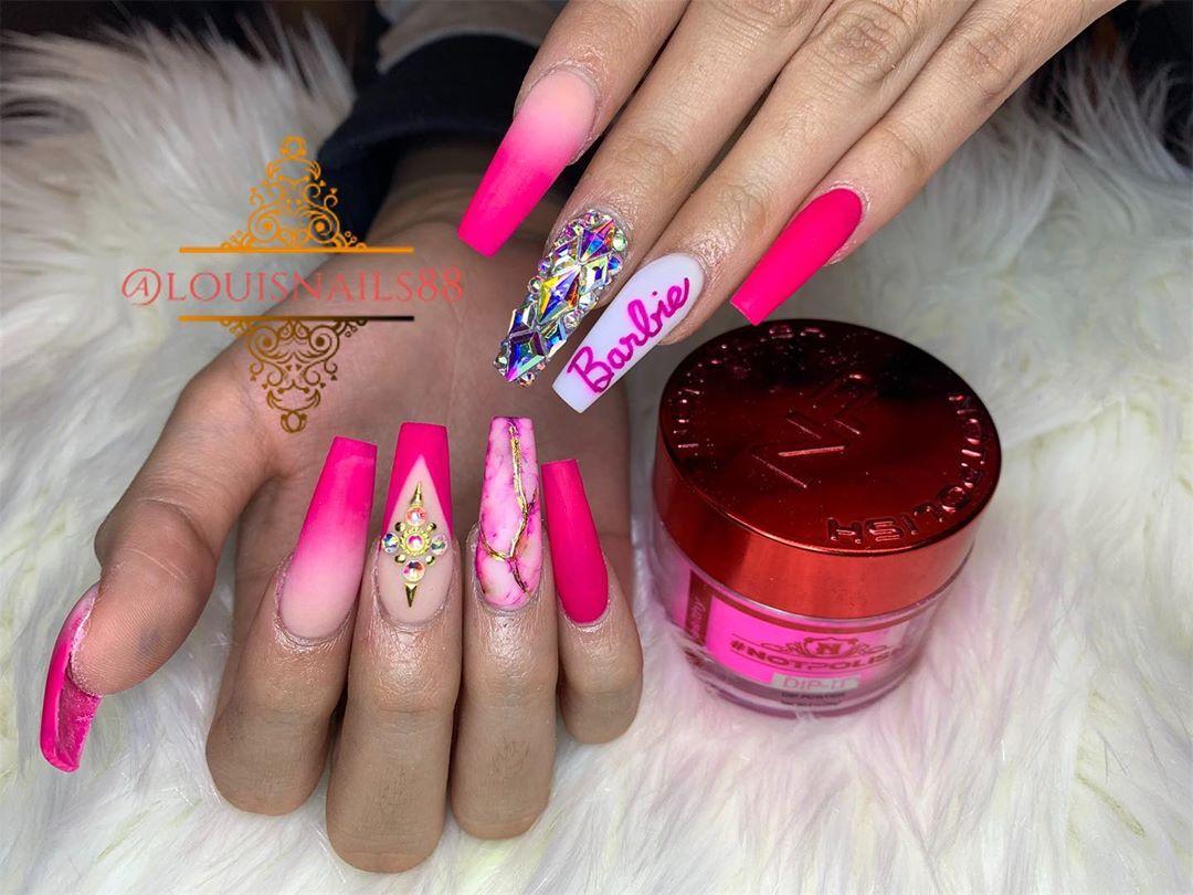 2. Matte Pink Coffin Nails with Floral Design - wide 8