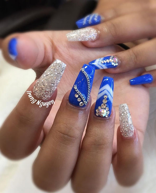 light blue nail designs simple