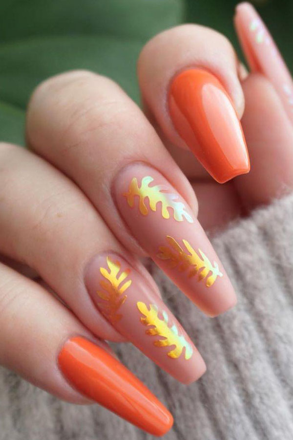 37 Stylish Orange Nail Art Designs For Fall 2022
