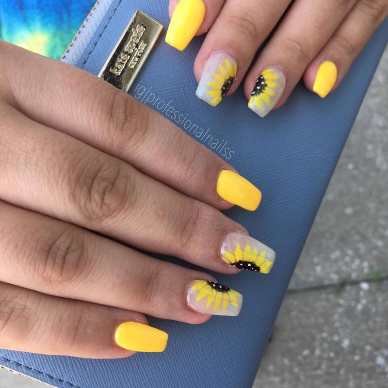 51 Bright Sunflower Nail Art Designs to Inspire You