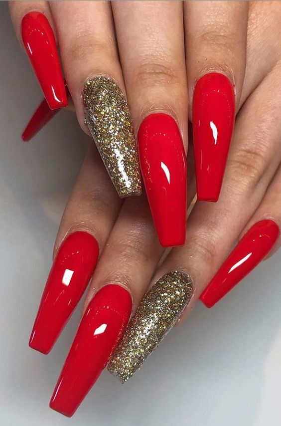 50 Festive Red Coffin Christmas Nails to Inspire You | Xuzinuo | Page 19
