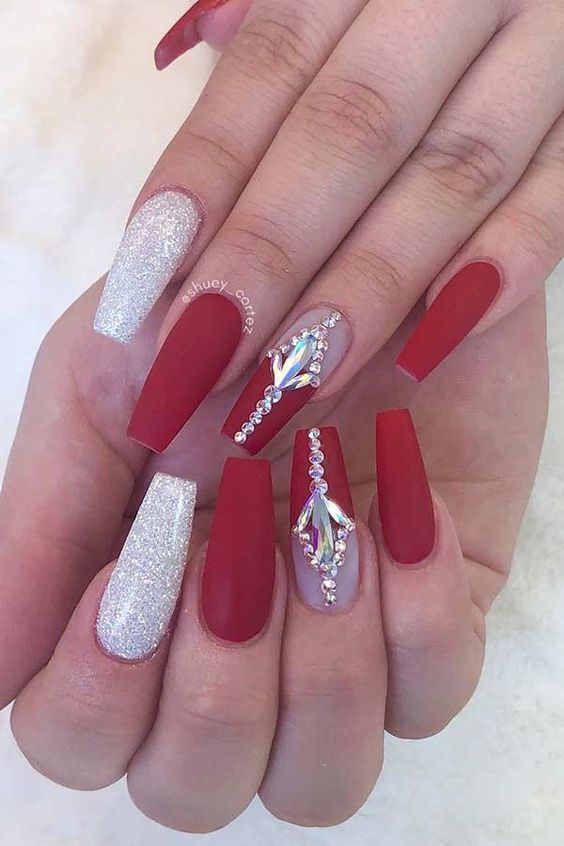 50 Festive Red Coffin Christmas Nails to Inspire You | Xuzinuo | Page 22