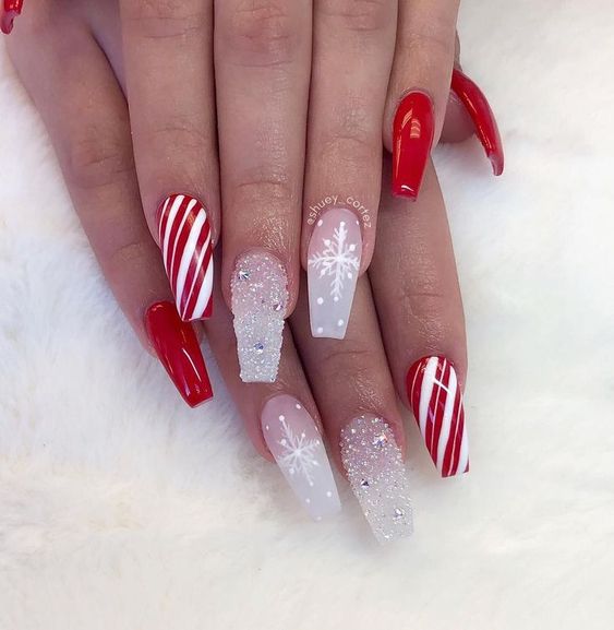 50 Festive Red Coffin Christmas Nails to Inspire You | Xuzinuo | Page 3