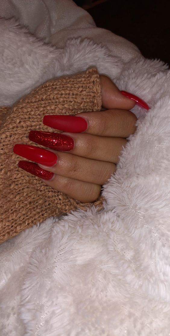 50 Festive Red Coffin Christmas Nails to Inspire You | Xuzinuo | Page 46