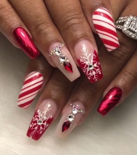 50 Festive Red Coffin Christmas Nails to Inspire You | Xuzinuo | Page 50