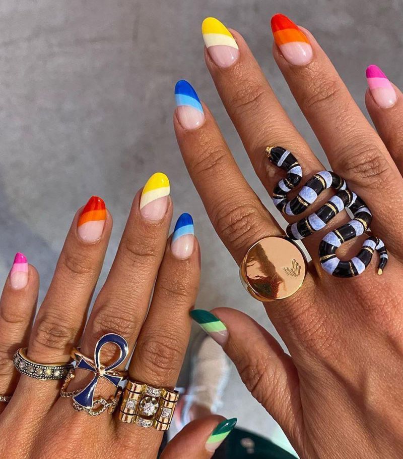55 Trendy Colored French Tip Nails You Will Like