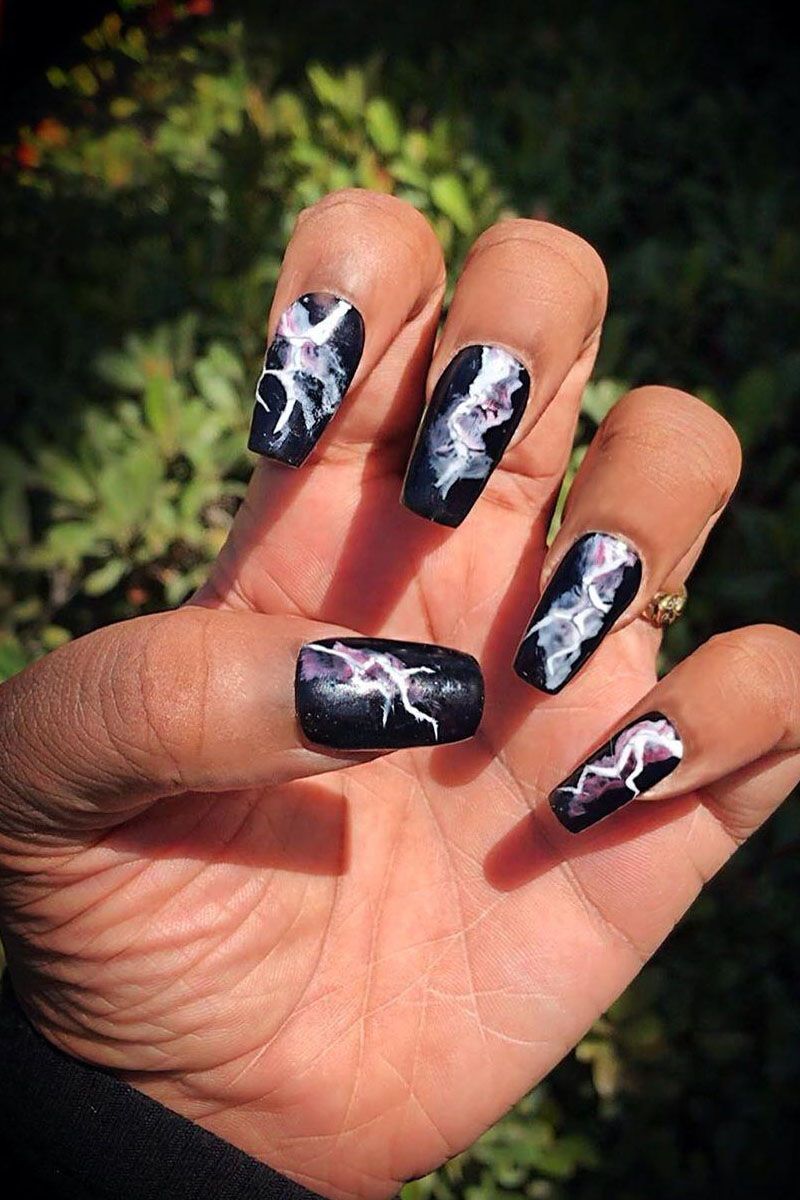 30 Pretty Lightning Nail Art Designs You Will Love