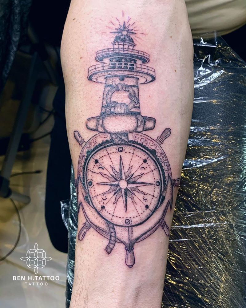 30 Pretty Compass Tattoos Keep You from Getting Lost