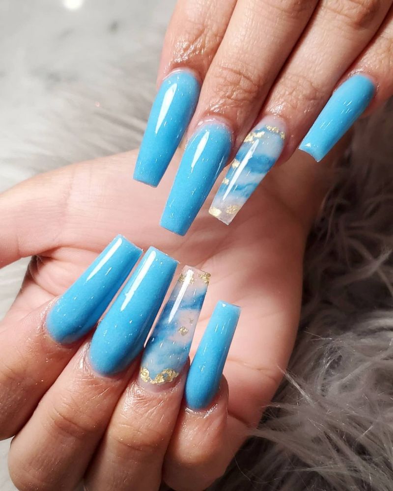 30 Trendy Blue Marble Nails to Try Right Now