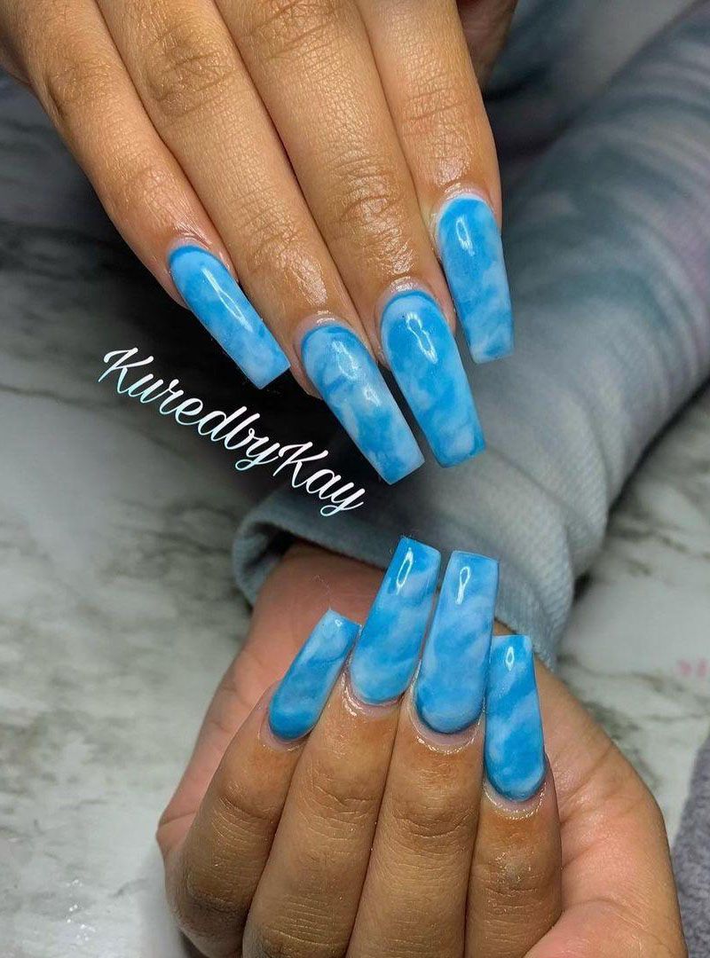 30 Trendy Blue Marble Nails to Try Right Now