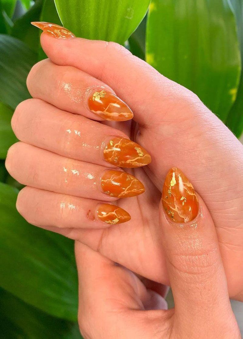 30 Trendy Amber Nails Make You Attractive