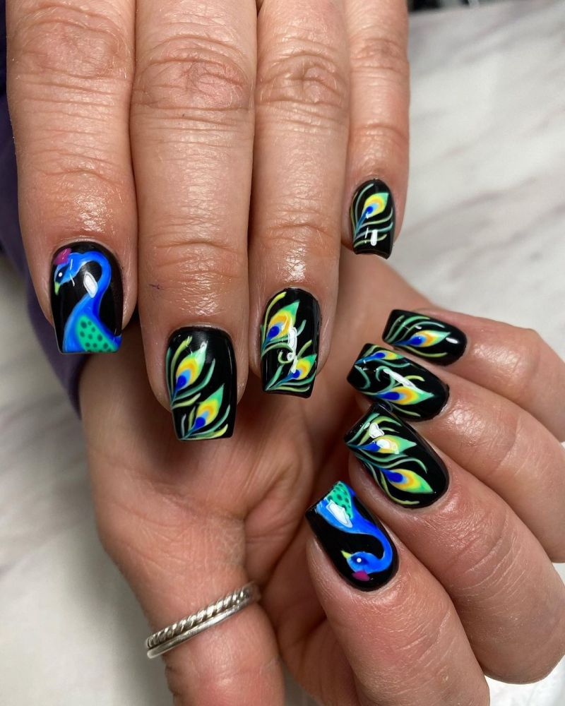 30 Stunning Peacock Nail Art Designs You Must Love