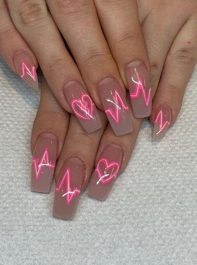 30 Pretty Heartbeat Nail Art Designs You Will Love