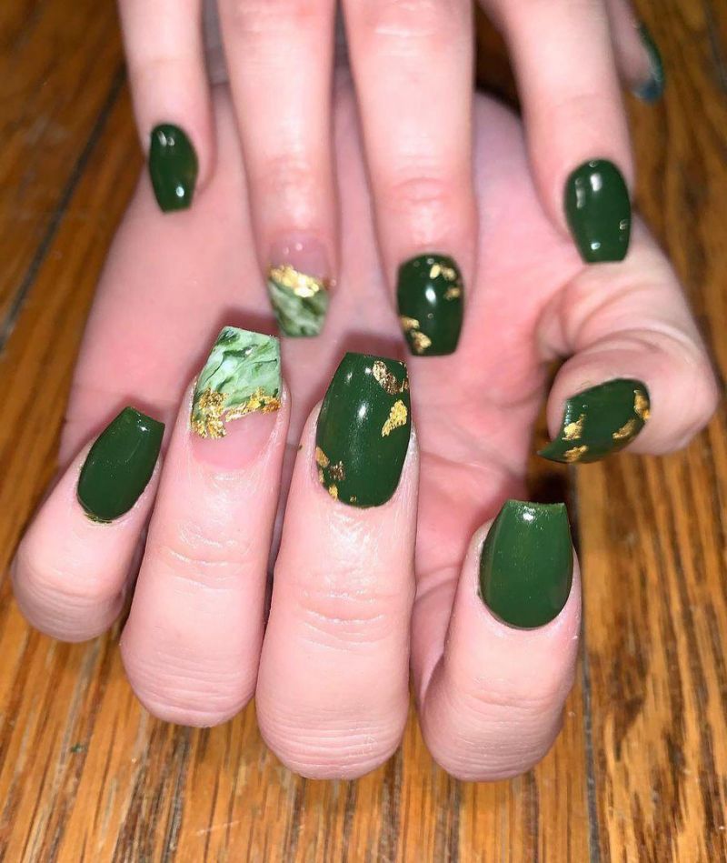 30 Trendy Army Green Nails You Must Love