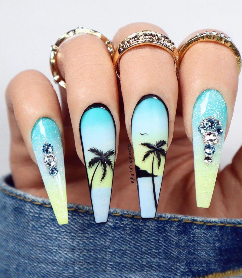 30 Elegant Palm Tree Nail Art Designs You Will Love