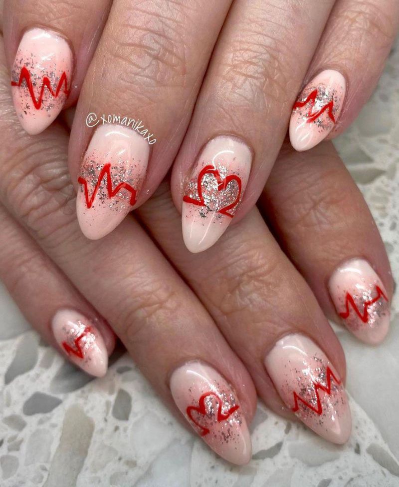 30 Pretty Heartbeat Nail Art Designs You Will Love