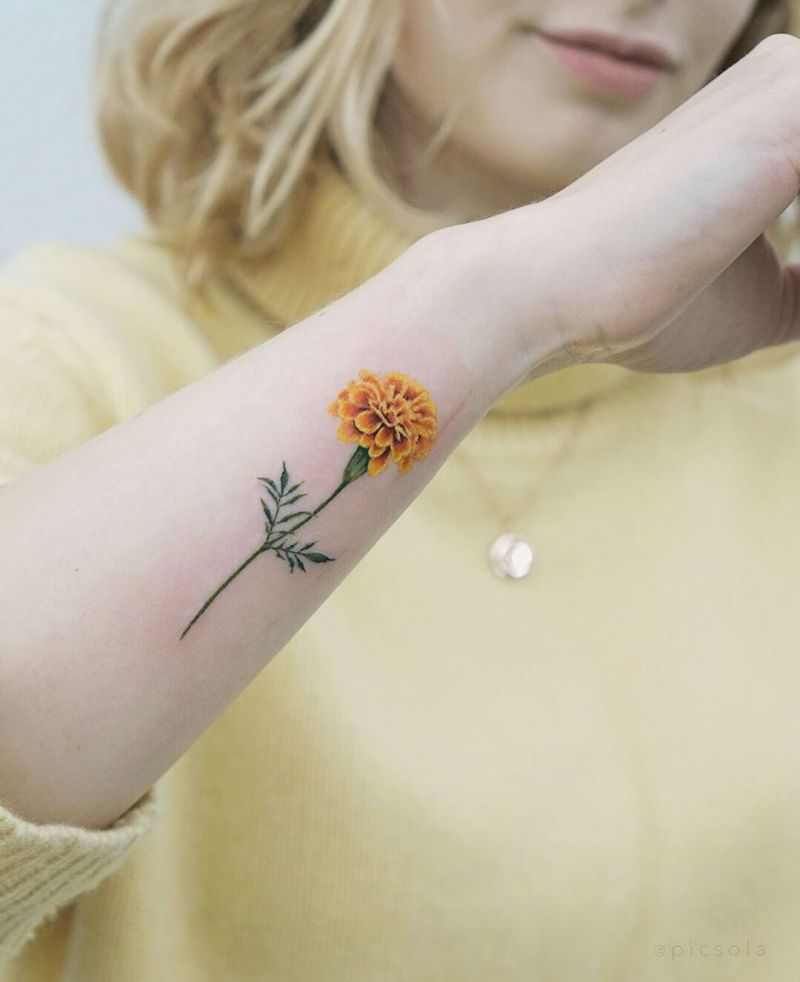 30 Elegant Marigold Tattoos You Must Love