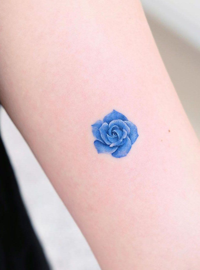 30 Gorgeous Blue Rose Tattoos You Can Copy