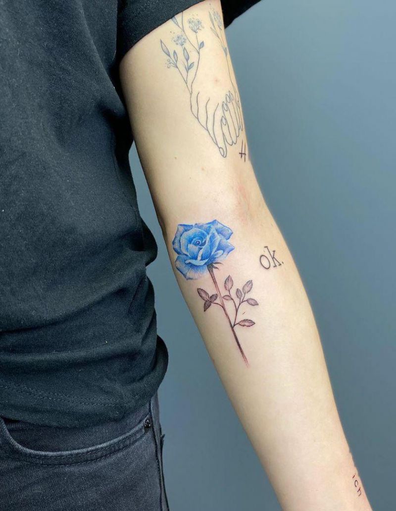 30 Gorgeous Blue Rose Tattoos You Can Copy