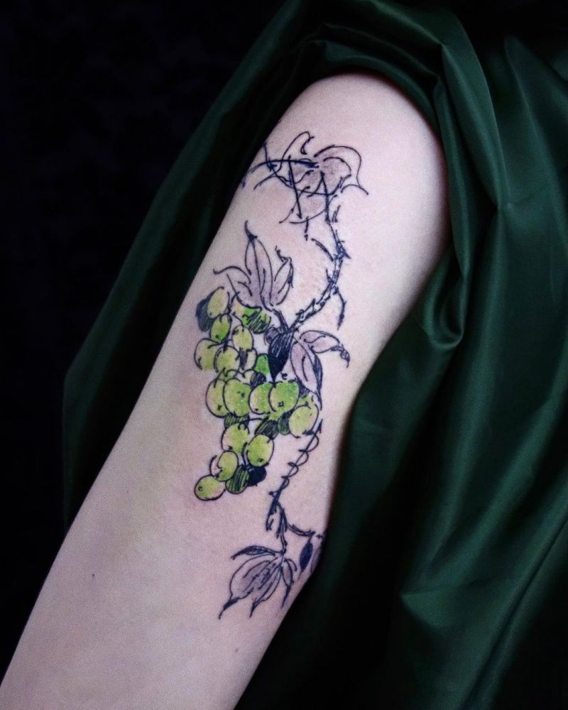 30 Beautiful Grape Tattoos You Must Love