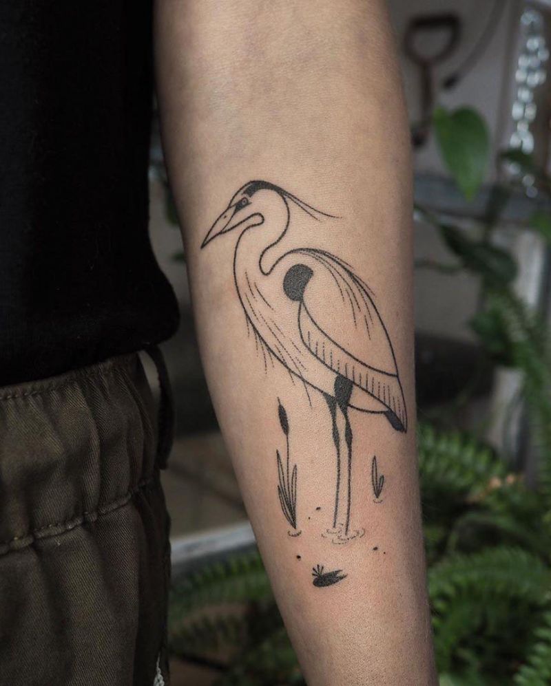 30 Elegant Heron Tattoos You Can Copy