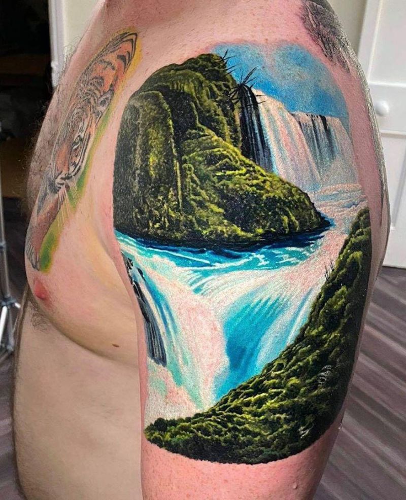 30 Beautiful Waterfall Tattoos for Your Inspiration