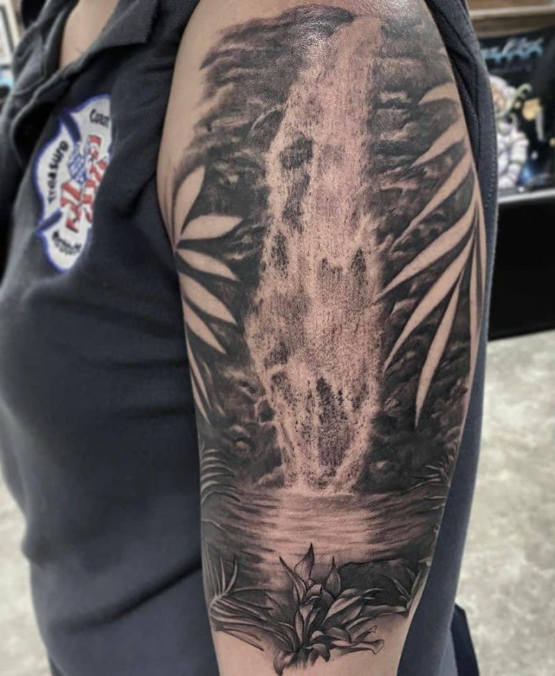 30 Beautiful Waterfall Tattoos for Your Inspiration