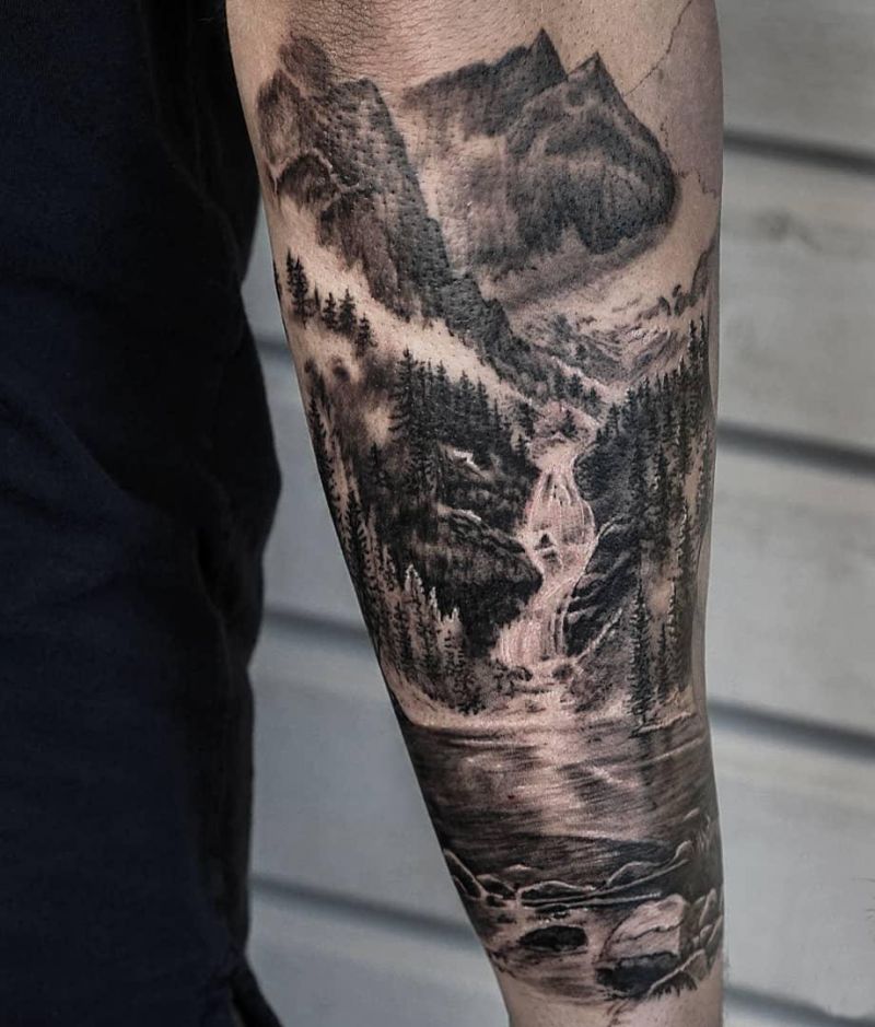 30 Beautiful Waterfall Tattoos for Your Inspiration