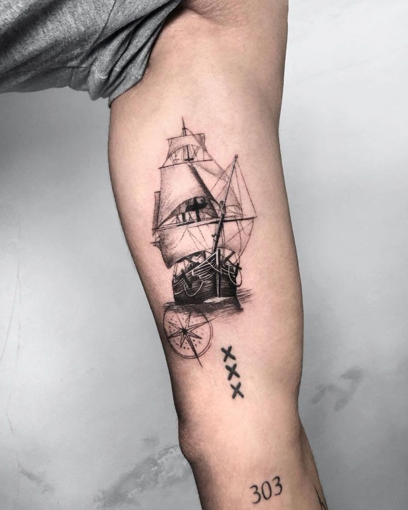 30 Beautiful Boat Tattoos You Must See