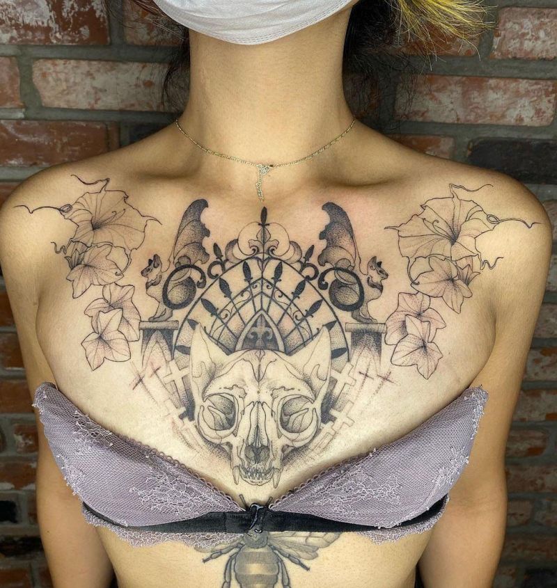 30 Unique Cat Skull Tattoos You Can Copy