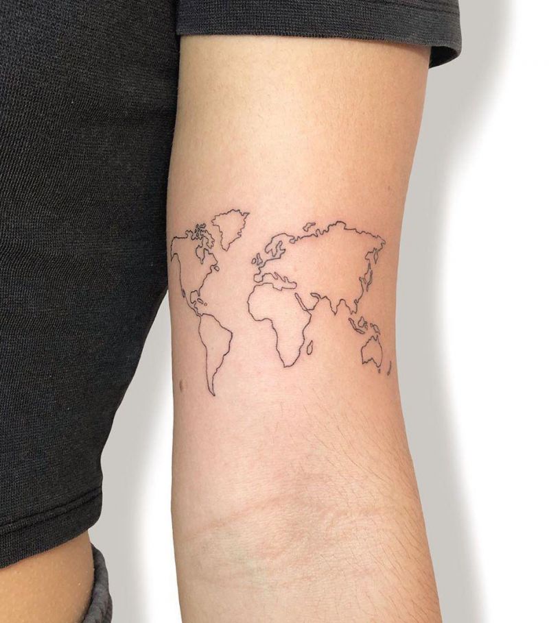 30 Pretty World Map Tattoos You Will Love