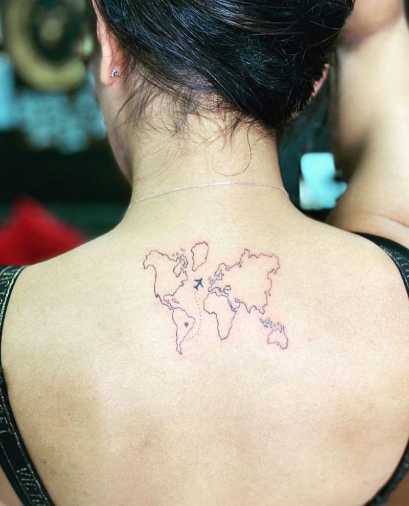 30 Pretty World Map Tattoos You Will Love