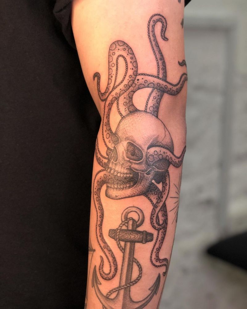 30 Gorgeous Octopus Skull Tattoos to Inspire You