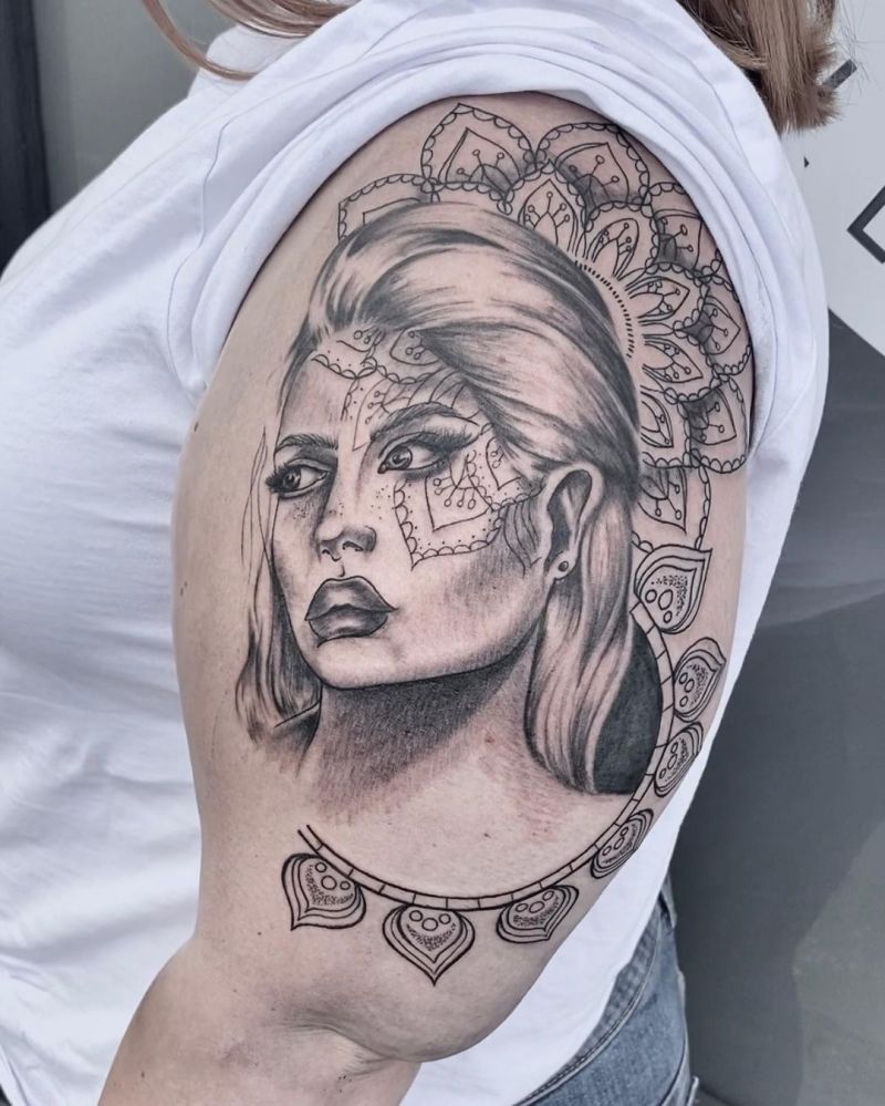30 Elegant Lady Face Tattoos for Your Inspiration