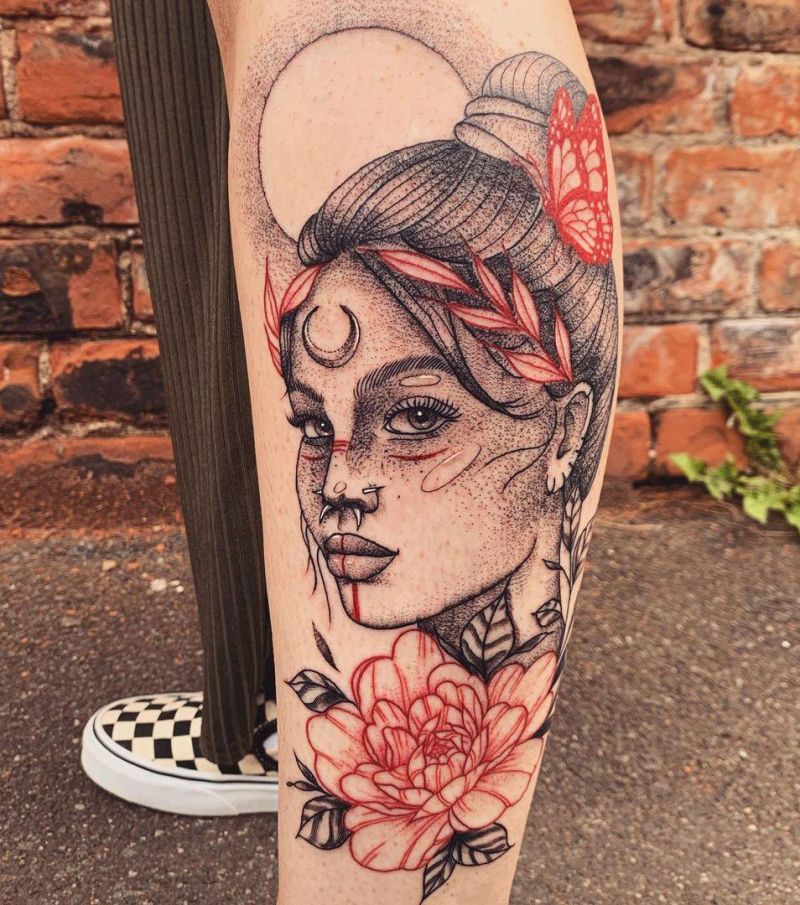 30 Elegant Lady Face Tattoos for Your Inspiration