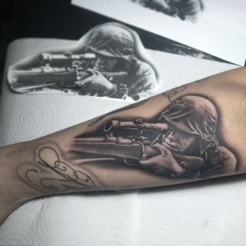 20 Excellent Sniper Tattoos to Inspire You