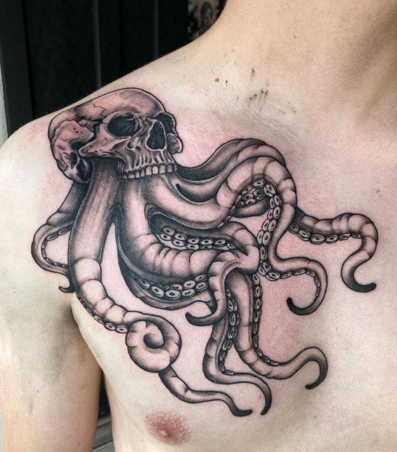 30 Gorgeous Octopus Skull Tattoos to Inspire You