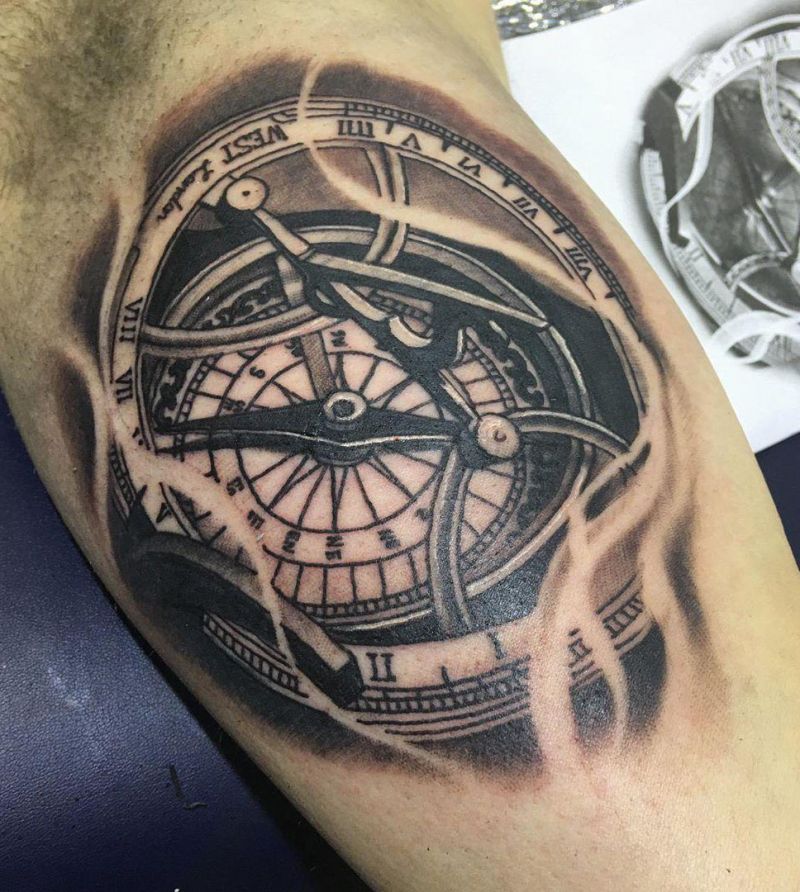 30 Gorgeous Sundial Tattoos You Can Copy