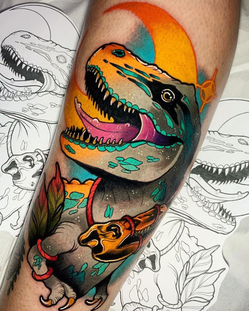 30 Excellent Dinosaur Tattoos You Can Copy