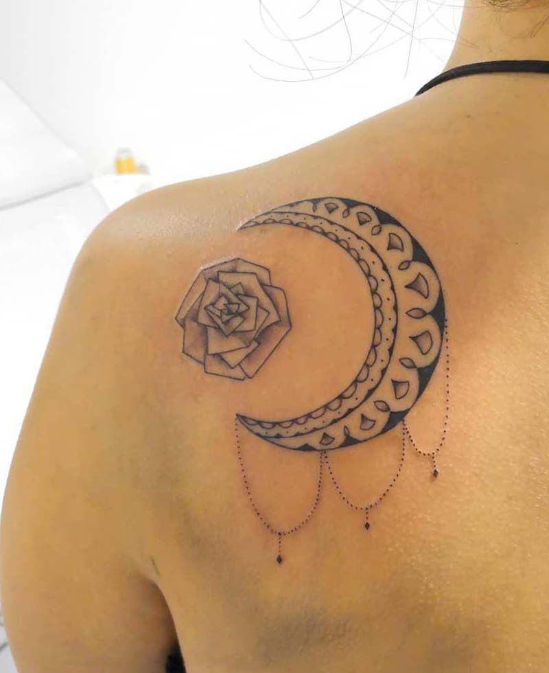 30 Elegant Mandala Moon Tattoos You Must Love