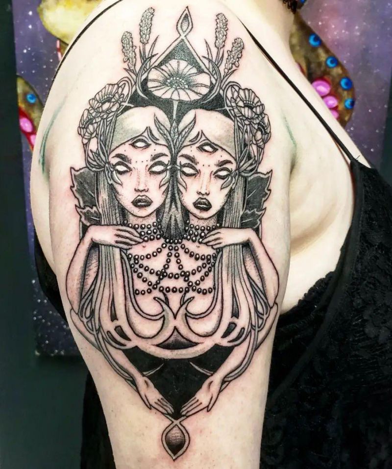 Gemini tattoos two faces
