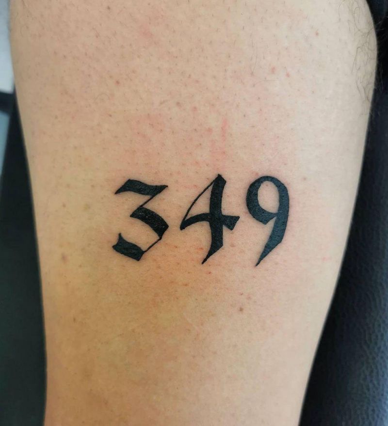 Number 349 Tattoo