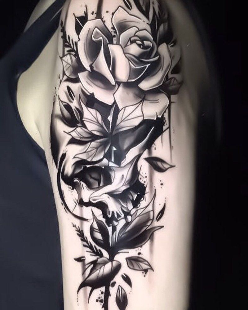 30 Unique Rose Skull Tattoos You Can Copy