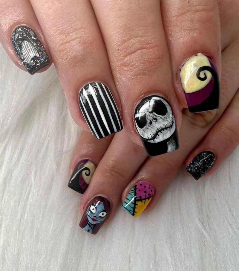 30 Trendy Jack Skellington Nail Art Designs for Halloween