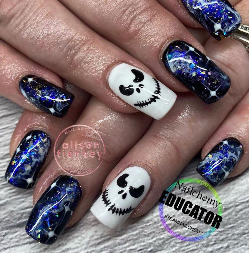 30 Trendy Jack Skellington Nail Art Designs for Halloween