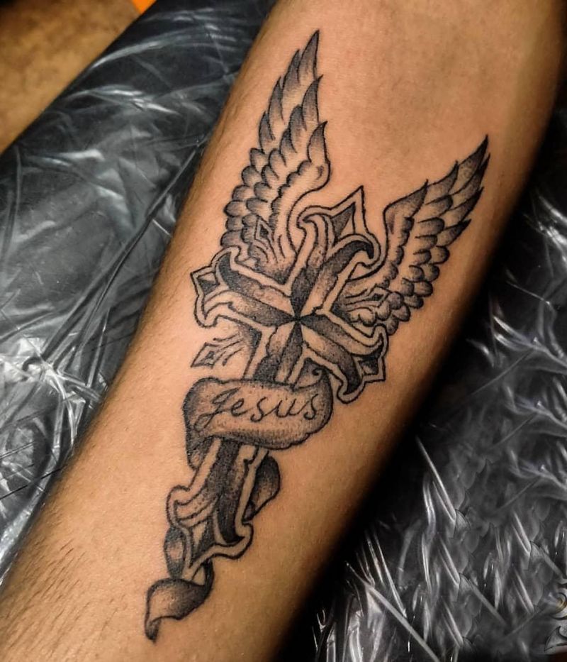 30 Elegant Cross with Wings Tattoos You Must Try