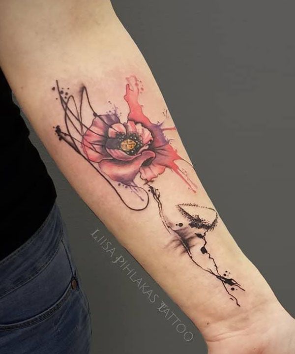 30 Elegant Watercolor Flower Tattoos Make You Attractive