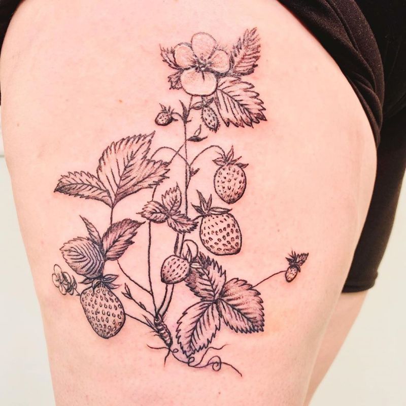 30 Elegant Strawberry Tattoos to Inspire You
