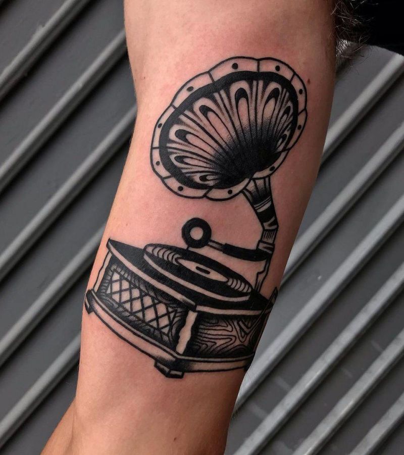 30 Unique Record Player Tattoos for Your Inspiration
